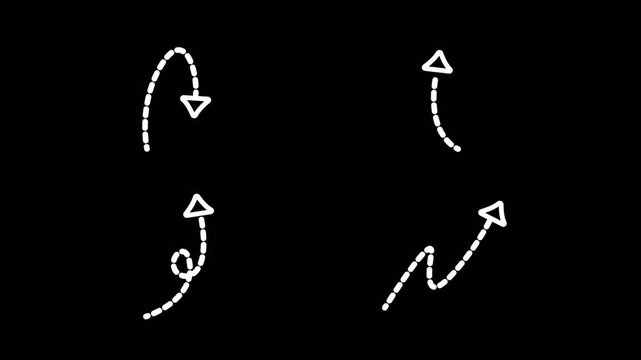 Hand drawn doodle dashed arrow animation direction