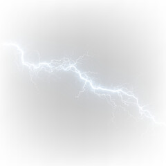 Fototapeta premium Lightning bolt on a transparent background showing electric energy in a natural form