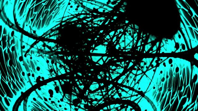 Dark Cyan Sci-Fi Ring Flow Abstract Energy Wave Wireframe Sphere 4K Seamless VJ Loop