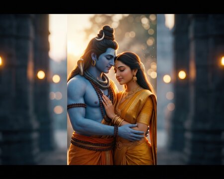 Shiva Parvati Embrace &ndash; Eternal Divine Love