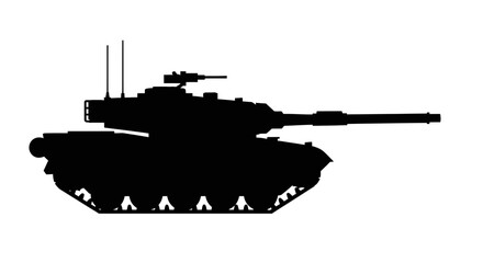 Silhouette of a Modern Battle Tank, Military Vehicle Icon, Vector Art © aqwel