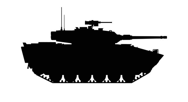 Silhouette of an armored combat vehicle on a white background