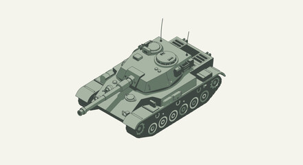 Modern Battle Tank Illustration, Military Vehicle, Isometric View © aqwel