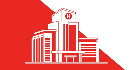 Fototapeta premium Graphic Illustration of A Modern Hospital Building Design In Vector Format For Healthcare Purpose