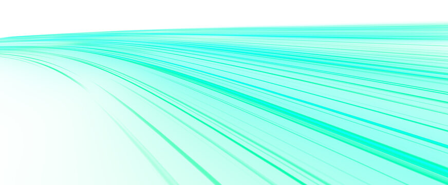 Smooth  blue neon speed lines with flowing light trails and dynamic motion effect. Futuristic energy streaks on transparent background for technology and digital banner design elements, PNG