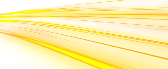 Fototapeta premium Futuristic yellow orange light trails with neon glow. Speed motion lines blur effect. Glowing energy waves dynamic light streaks, Abstract technology element. Digital energy lines flare for banners, P