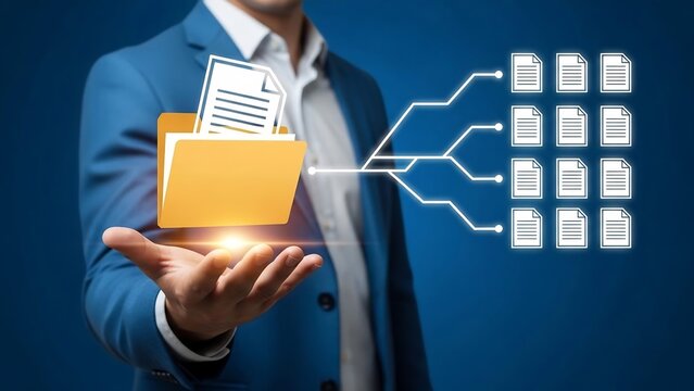 Digital Document Management and Data Organization Concept for Business Efficiency