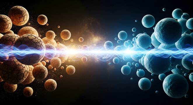 Abstract visualization of cellular renewal and senolytic transformation in space