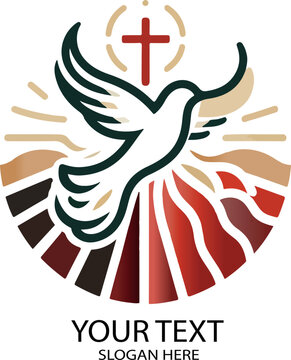 Pentecost Holy Spirit Dove Flame Logo Icon Vector 