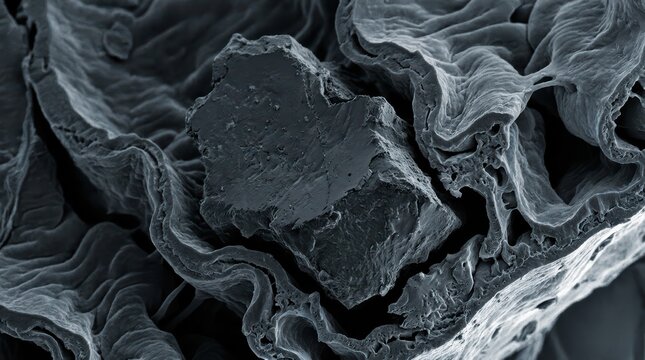 Tire Wear Particle Entrapment within Fish Gill Filament Matrix Ion-Abrasion Scanning Electron Micrograph Representing Environmental Health