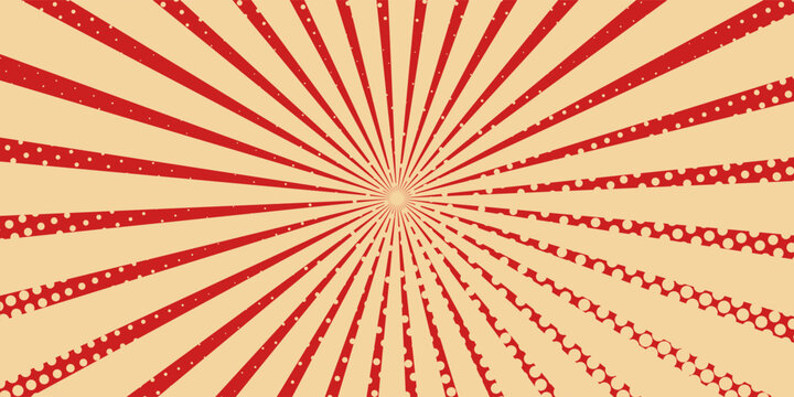 Comic background concept. Red and yellow background with comic strips and dots theme.