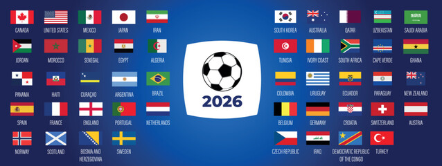 Football. 2026. Flags of the participating teams © Anis_