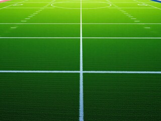 Obraz premium Vast green expanse with white line markings, ready for the game, manicured, exercise