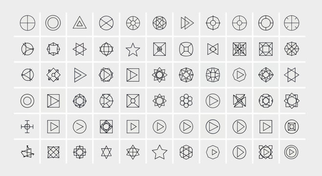 Geometric Shapes Icon Set - Minimalist Symbols Collection