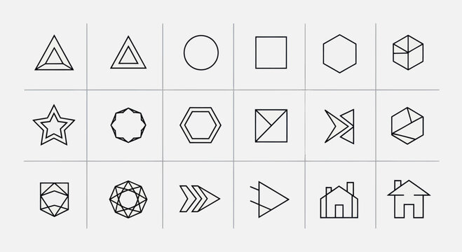 Geometric Shapes Icons Set: Basic and Abstract Design Elements