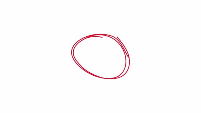 Red oval frame circle doodle animation with transparent background