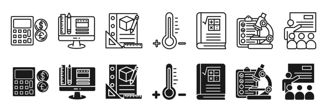 Mathematics icon set. Calculate and algebra symbol