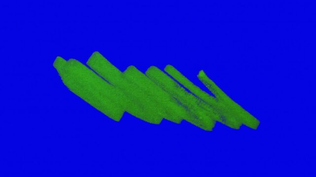 Diagonal marker highlighter strokes animated as a masking stroke-out effect on blue chromakey background. Naturally optically captured with camera for realistic translucent texture and motion