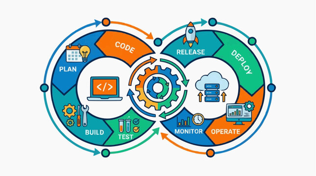 Software Development Life Cycle: An illustrative depiction of the software development lifecycle, showcasing the interconnected stages from planning to deployment.