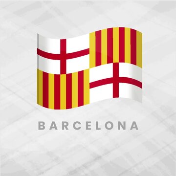 Vibrant Animated Barcelona Flag Waving with Dynamic Motion and Senyera Stripes for Catalan City Pride and Heritage