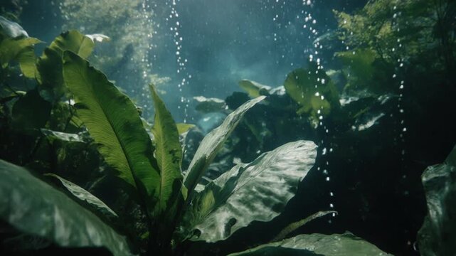 Flooded Amazon rainforest cinematic river journey, tropical forest, biodiversity and nature conservation concept