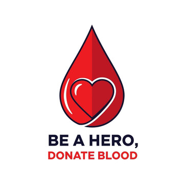 Be a Hero, Donate Blood Today &ndash; A Vital Act of Generosity and Compassion Represented by a Heart in a Red Drop Icon
