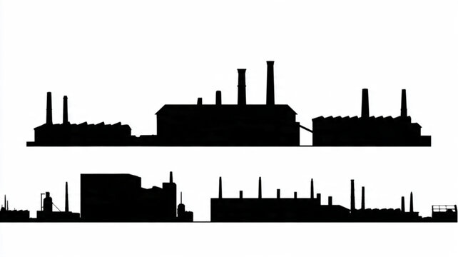 Industrial factory buildings and facilities silhouette.