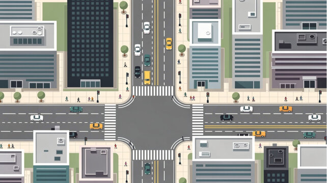 City street intersection with traffic.