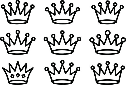 crown grid outline pattern vector emblem