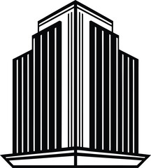 Fototapeta premium Perspective Vector Outline of a Multi-Tiered Modern Corporate Office Building