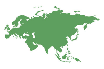 Fototapeta premium Green Eurasia Map Silhouette With Europe And Asia Isolated On White Background