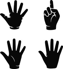 Obraz premium hand pointing and open palm icons minimal vector set