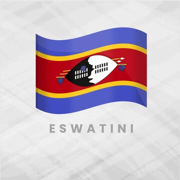 Vibrant Animated Eswatini Flag Waving with Bold Blue, Red, and Yellow Stripes Featuring Shield and Spear Symbolizing Tradition, Strength, and African National Pride