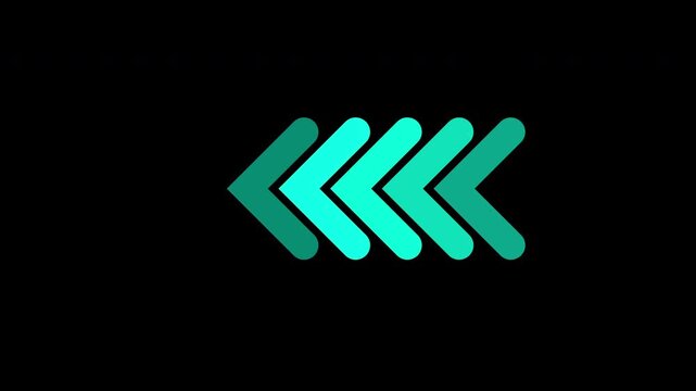 Left directional arrow loop animation, arrow icon swipe right animation on white background. black right arrow pointer icon