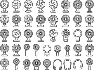 Obraz premium A comprehensive collection of various electric fans in different designs.