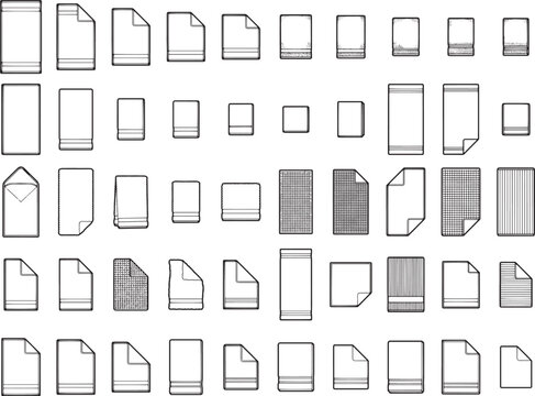 A collection of digitally drawn paper illustrations, showcasing a variety of shapes and sizes, perfect for design and digital projects.