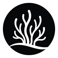 Simple white coral reef icon in a black circle on white background icon © Sajid
