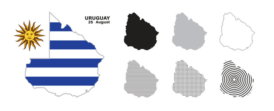Set of isolated uruguay maps. uruguay flag overlaid with flag proportions. Maps and traveling around the world