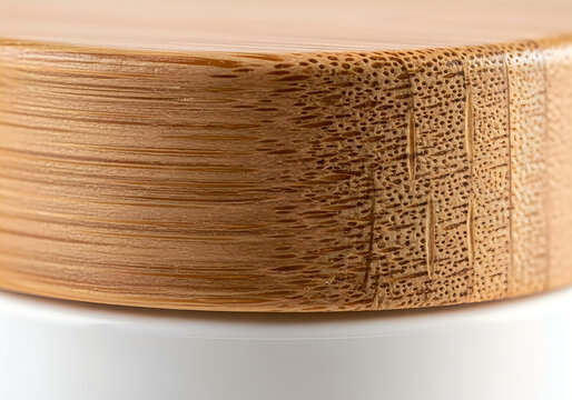Close-up of natural bamboo wood grain texture on a rounded corner.
