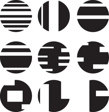 Illustrazione vettoriale astratta di luna e mezza luna con parti mancanti, stile geometrico e moderno. Ideale per design creativo, simboli cosmici, arte astratta e sfondi decorativi.