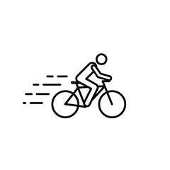 Obraz premium cyclist riding a bicycle line icon with speed lines on a white background high quality professional detailed modern elegant stylish