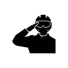 Silhouette of a pilot saluting. © Dira