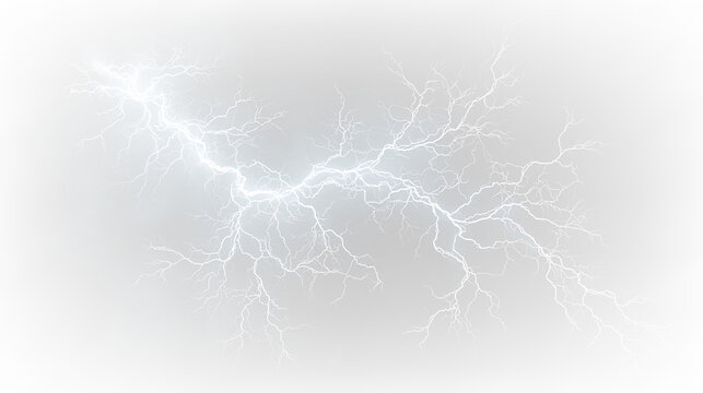 Lightning bolt with cloud outline on a transparent background during a storm event