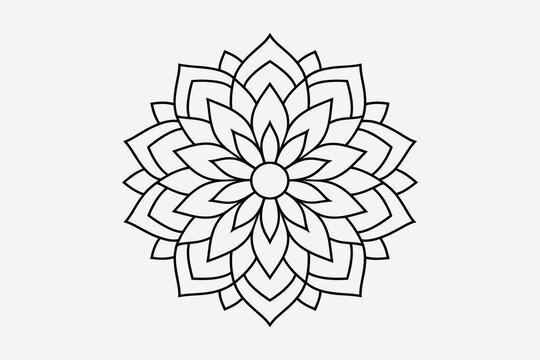 Intricate floral mandala design with layered petals and geometric patterns
