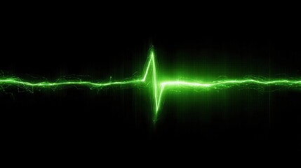 Glowing Green Heartbeat Pulse on Black Background