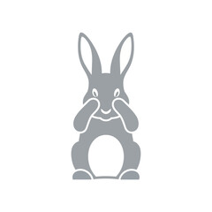 Fototapeta premium Gray rabbit cartoon character face.