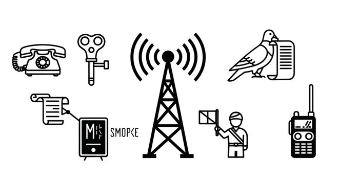 Telecommunication tower with mobile devices.