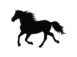 Obraz premium A silhouette of a running horse vector illustration on a white background