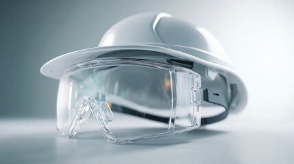Fototapeta premium Safety helmet and goggles on transparent