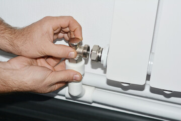 Naklejka premium Radiator Plumbing Heating Valve Installation Repair